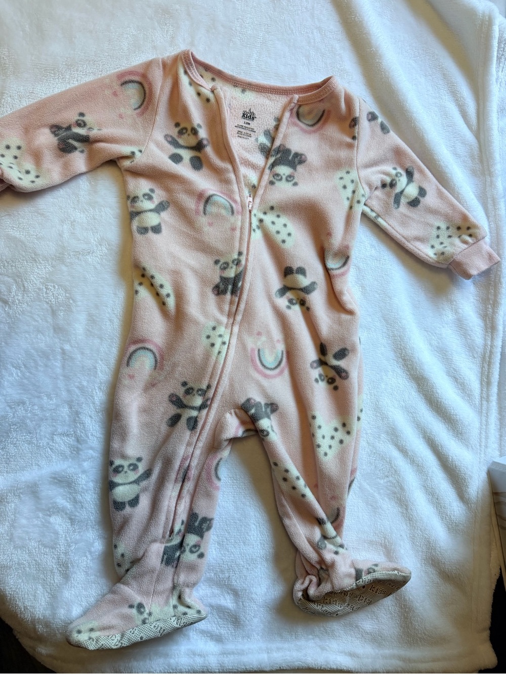 Kids Headquarters Pink Panda & Rainbow Footed One-Piece 12M